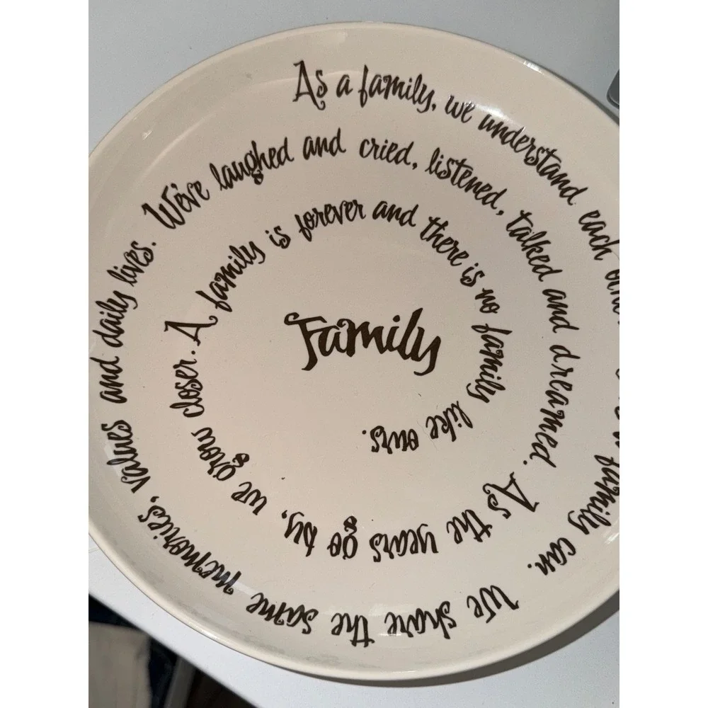 Carson Life is a Circle Family Decorative Plate Cream Ceramic 10.5 Inch